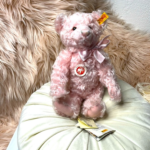 STEIFF PINK MUSIC BOX BEAR - Picture 1 of 12